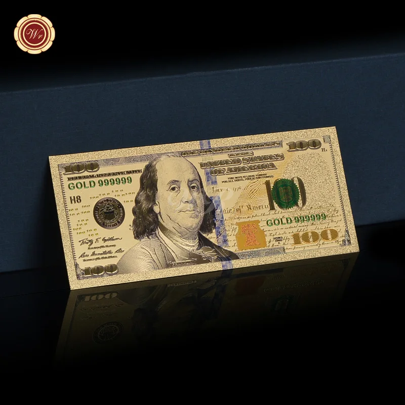 US Gold Color Plated Banknote Full American Dollar Bill Set Plastic Bank Note Fake Money Collectible Currency Souvenir Gifts