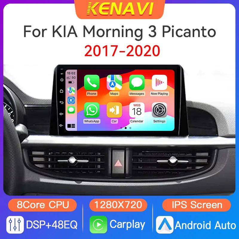 Reproductor de vídeo Multimedia para centro de Radio estéreo de coche para Kia Morning 3 Picanto 2017-2020 GPS inalámbrico Carplay Android Auto unidad principal