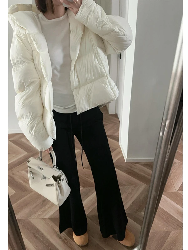 Długie spodnie do jogi z wydłużonym krojem, ocieplane, rozszerzane, damskie, codzienne, z elastyczną talią, sznurkiem, wyszczuplające, czarne, zimowe, luźne spodnie.