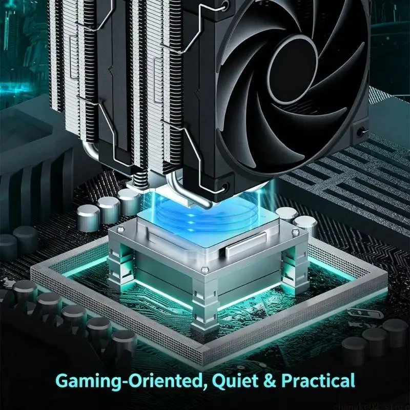 Processor Air-Cooling Assembly with Two Fin Sections and Splitter Cable