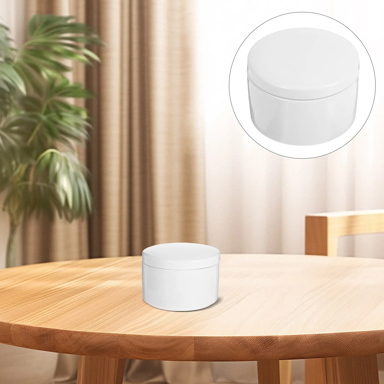 

White Ceramic Round Jewelry Box Smooth Surface Ring Case Delicate Earrings Organizer Storage Box for Bedside Desktop