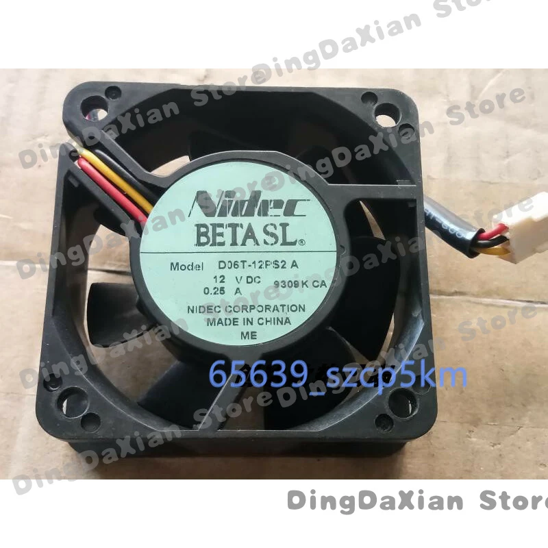 D For NIDEC D06T-12PS2 A 60X60X25MM 12V 0.25A 3Pin Cooling Fan