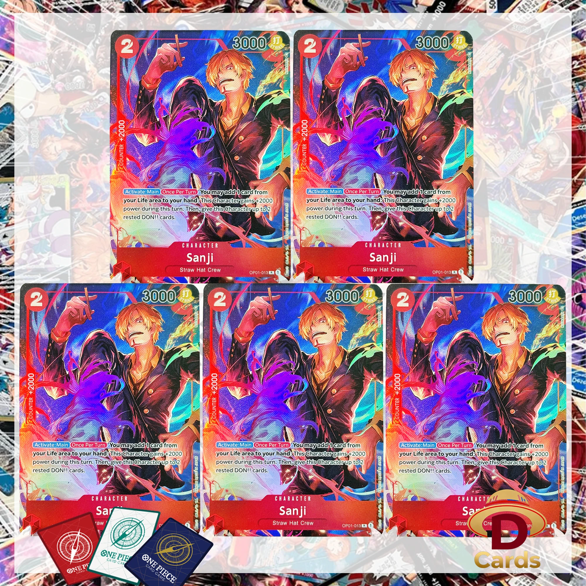 One Piece Card Character Cards OP01-013 Sanji (Parallel) - Romance Dawn (OP01) - Straw Hat Crew OPCG Anime Game Replica Card