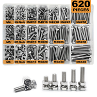 M6 M8 M10 Heavy Duty Bolts And Nuts Assortment Kit, 304 Stainless Steel, Includes 8 Most Common Sizes