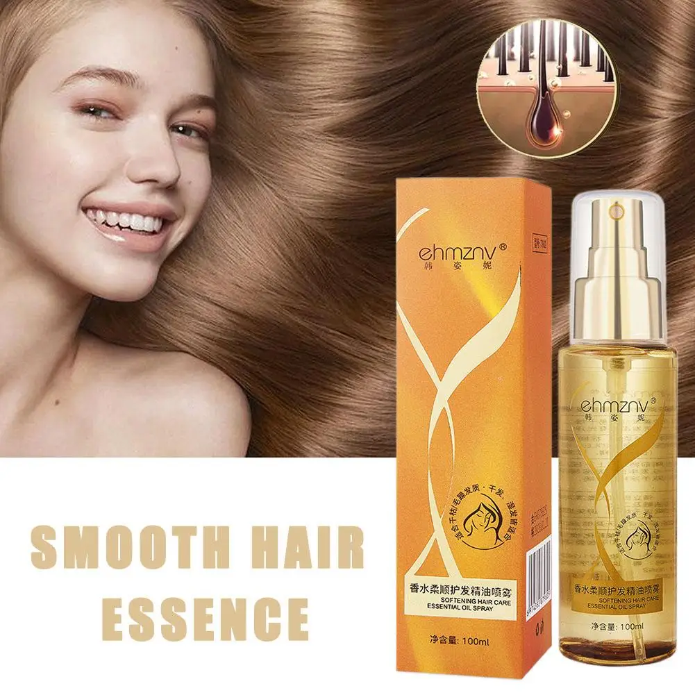 100ml spray de essência de cabelo aromaterapia óleo de cuidados com o cabelo spray de cabelo spray brilho aromático óleo de cuidados com o cabelo suave g5y5