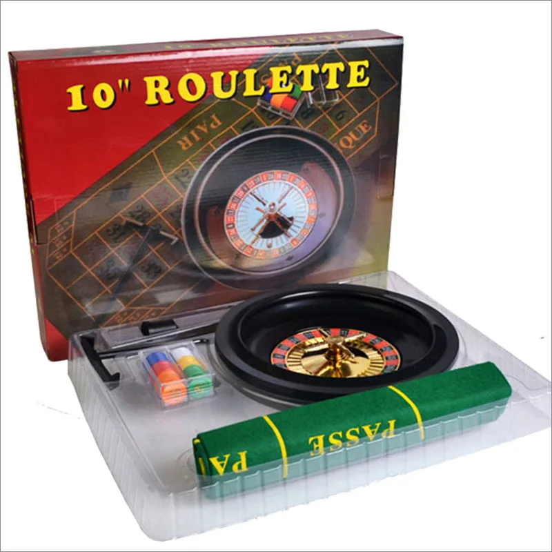 10 inch Casino Roulette Game Set with Table Cloth Poker Chips for Bar KTV Party Game Entertainment Board Games