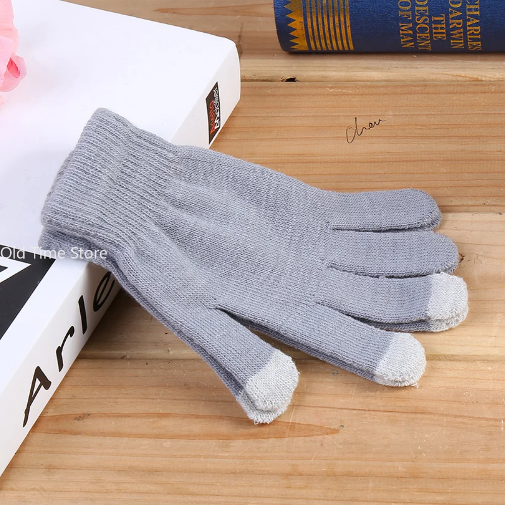 Winter Touch Screen Gloves Texting Cap Smart Phone Women Men Warm Stretch Knit Mittens Full Finger Female Crochet Soft Thicken