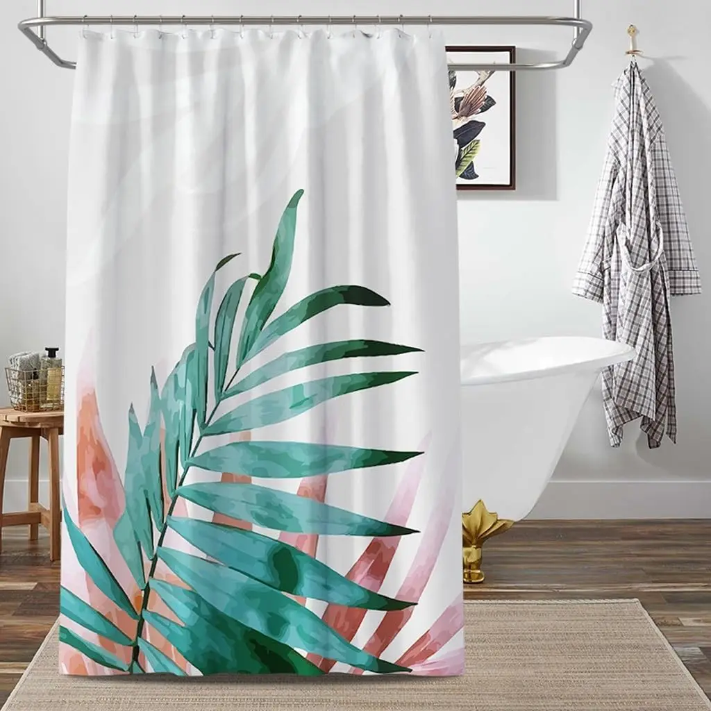 

1 шт., скандинавская простая занавеска для душа с растительным узором, водонепроницаемая утолщенная занавеска для душа для ванны, подходит для украшения ванной комнаты