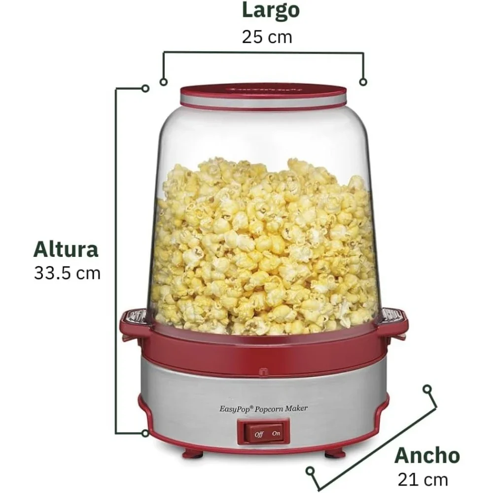 Manual Popcorn Machine 16 Cups with  Built-in Ventilation and Bowl Cover,  Popcorn Makers