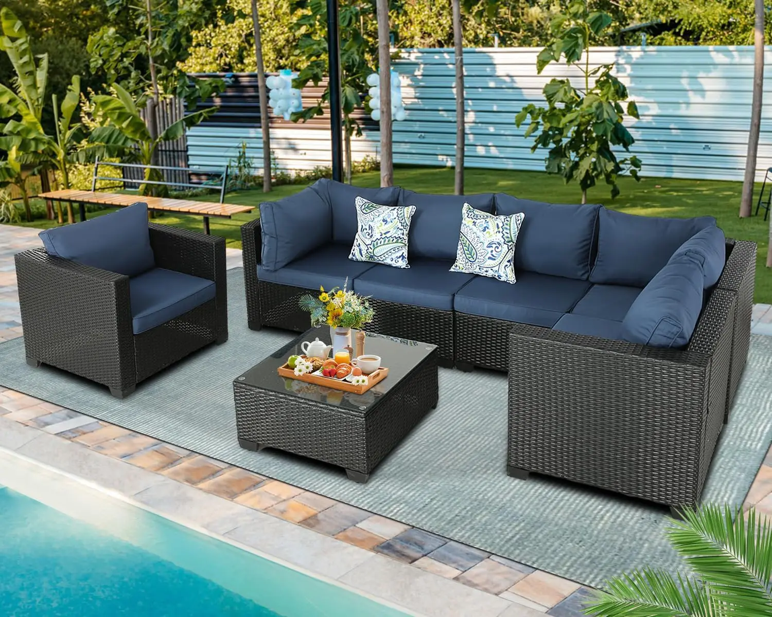 Patio Furniture Conversation Sets Balcony Furniture Outdoor Sectional for Outdoor Indoor Backyard Lawn Garden Porch Poolside