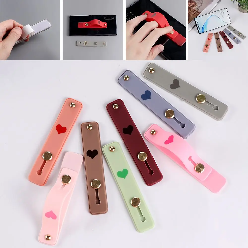 Candy Color Hand Band Silicone Grip Stand Phone Holder Finger Ring Push Pull