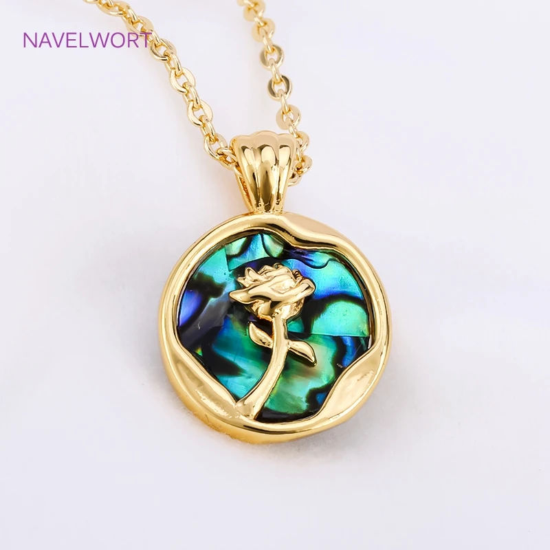 Trendy 18K Gold Plated Brass Rose/Butterfly Charms Natural Abalone Shell Pendants For Necklace Making Jewelry And Accessories