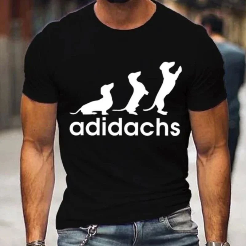 Men's Dachshund Dog Lover T-Shirt Customizable Graphic Shirt Personalized Hand-Painted Design Fashionable Casual Wear