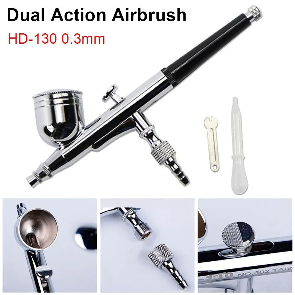 

New High Quality Airless Air Gravity Model Spraying Torch 0.3mm Dual Action Mini Airbrush 2 Strokes HD-130 Feed Spray Torch