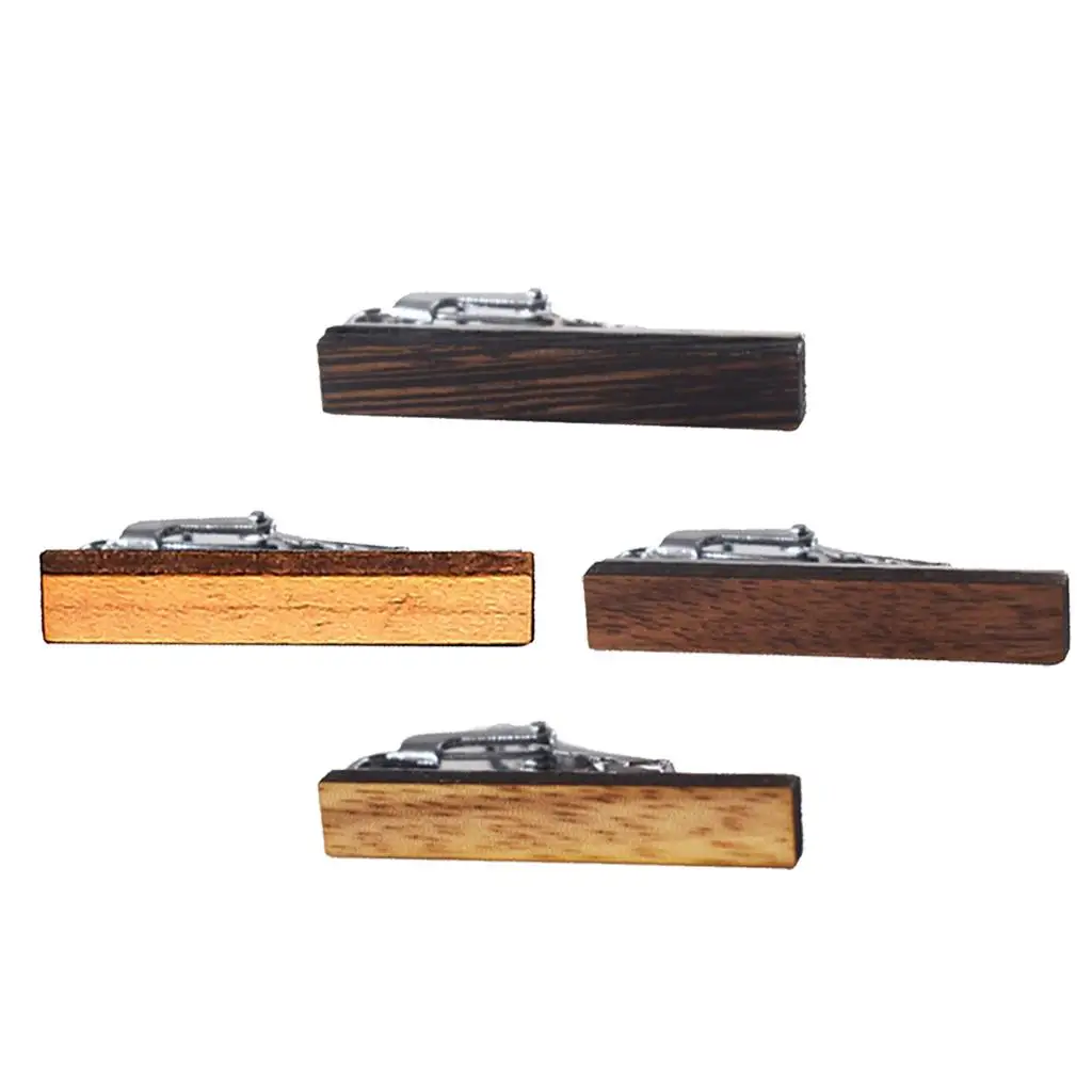 Mens Simple Wood Tie Clip Copper Fashion Necktie Clasp Tie Bar