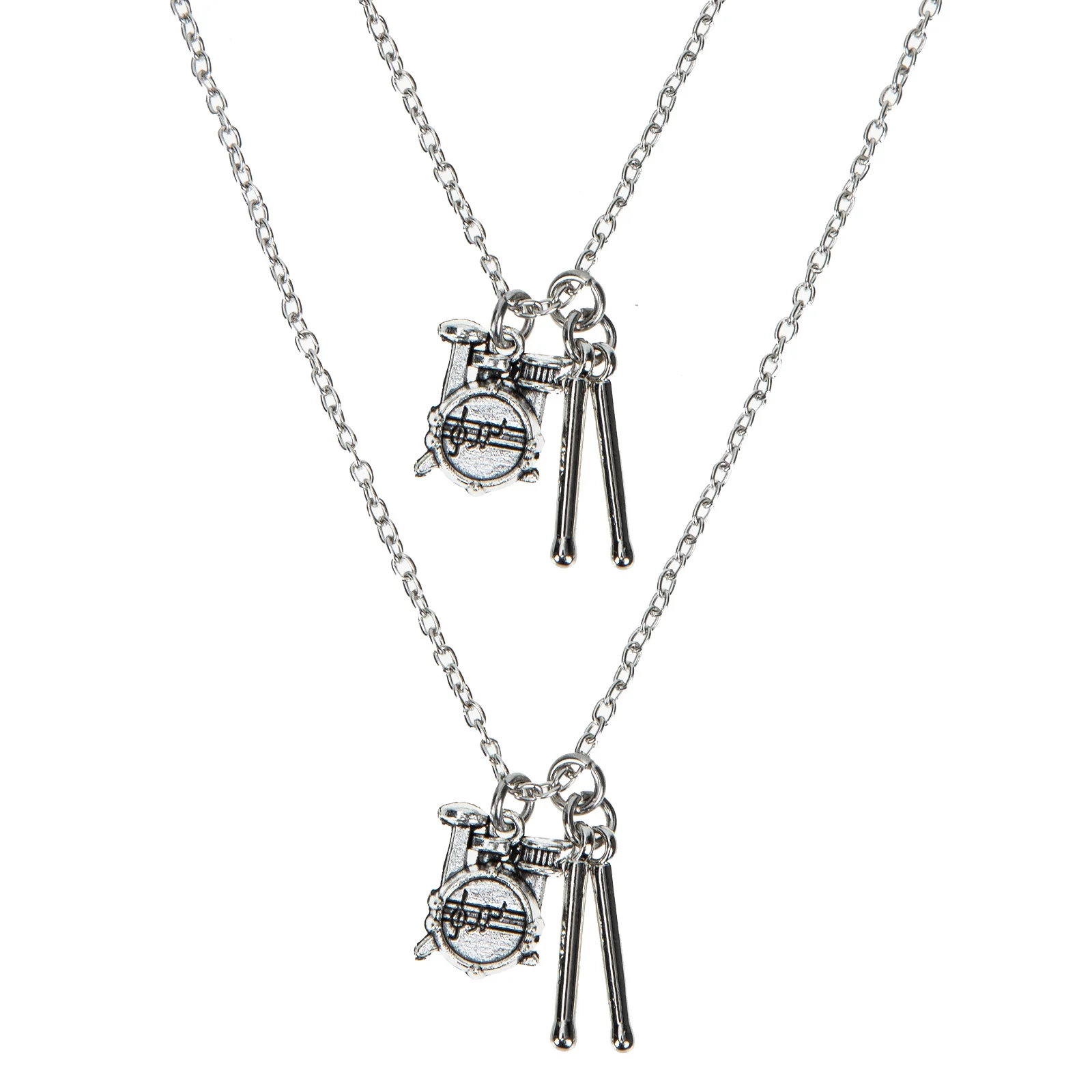 

2Pcs Drum Set Necklace Unique Creative Rock Music Pendant Special Shape Jewelry Gifts High Quality Long Service Life Flexible