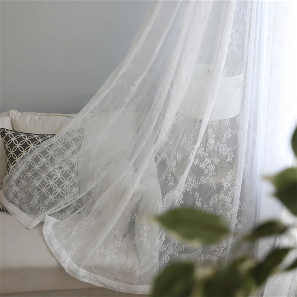 European White lace sheer curtains  for living room bedroom  window tulle  curtain drapes serape home decor