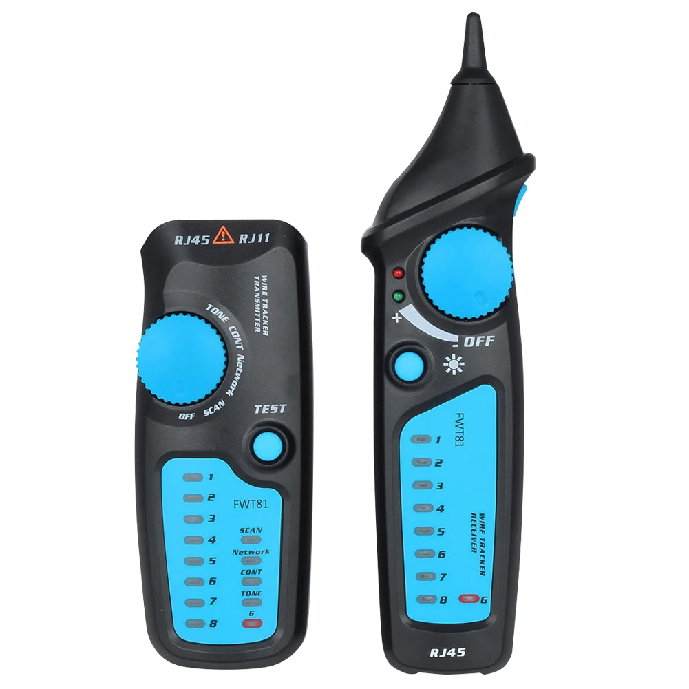 FWT81 Network Cable Tester Dual Knob Touch Switch Wire Tracer For Telephone Line Sorting And Continuity Detection Tool