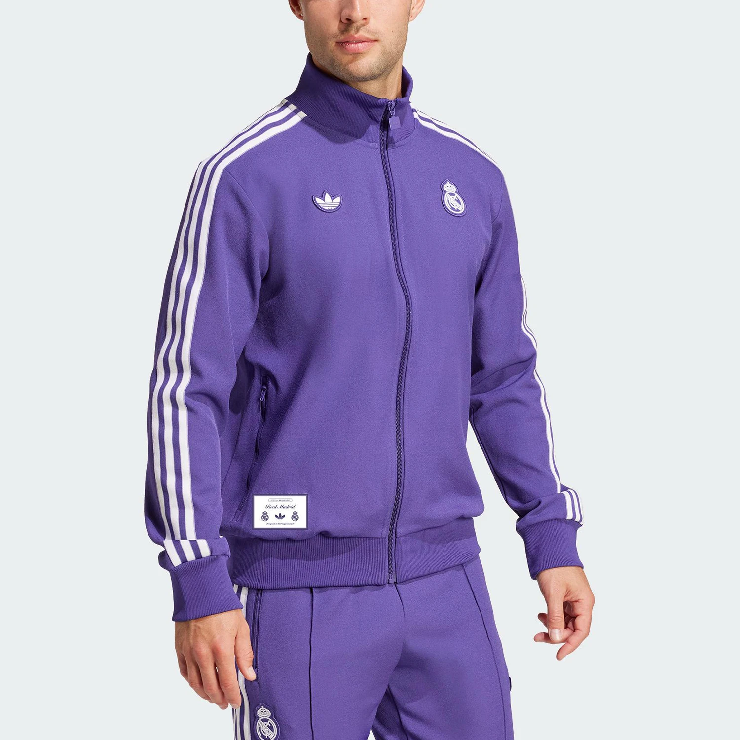 Adidas Giacca ufficiale con colletto alla coreana da allenamento per calcio da uomo a tre strisce JF2582