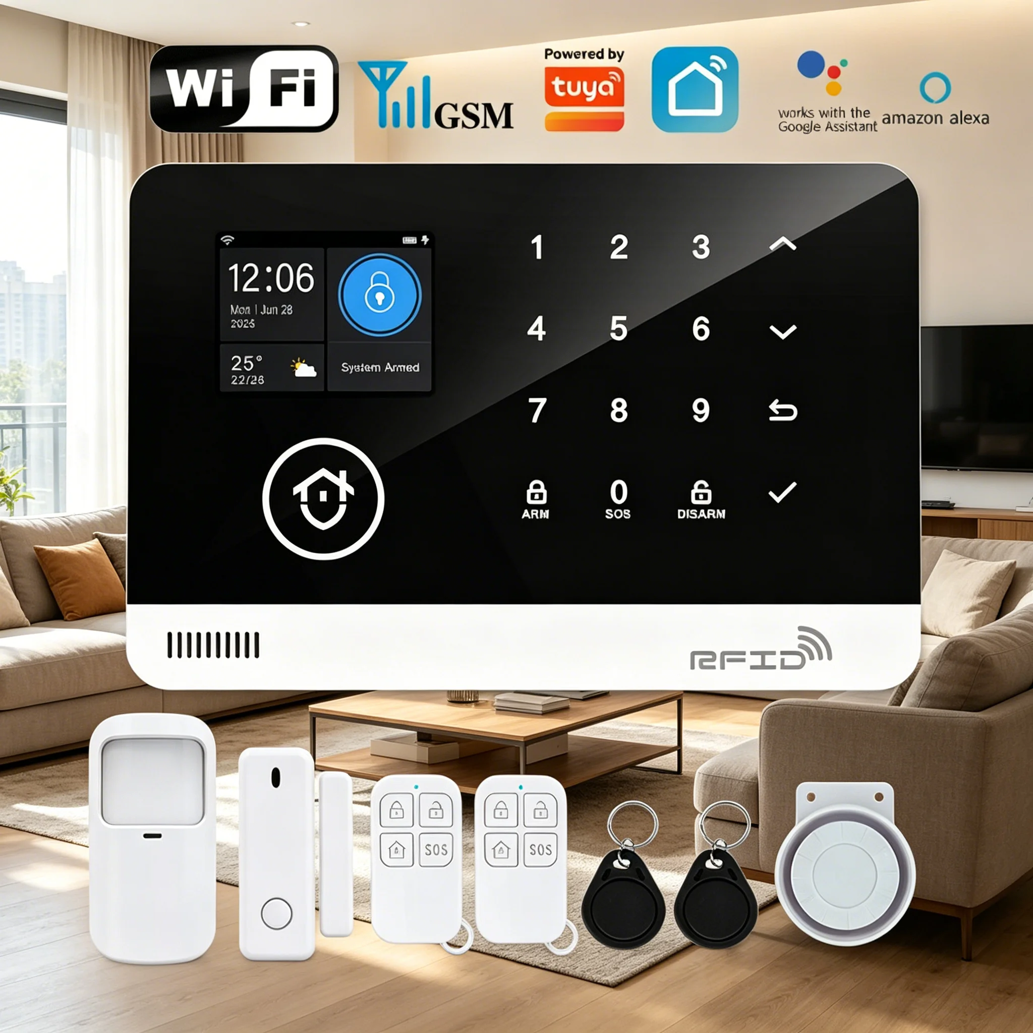 

Tugard WiFi GSM Home Security Alarm Kit, 120dB Siren, Motion Sensor, Remote Control, Alexa Compatible