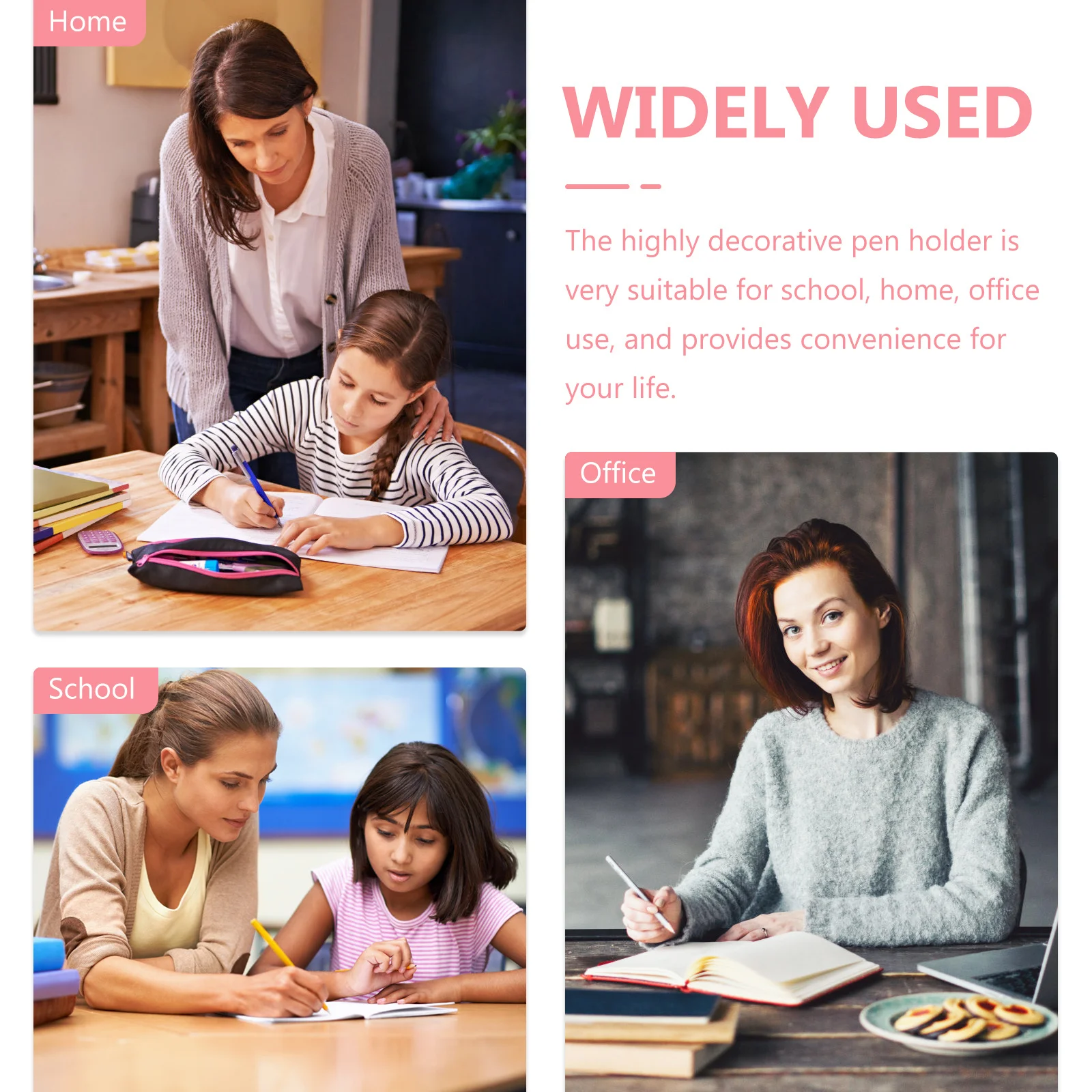 Pen Holder Resin Desktop Organizer Stationery Storage Bucket Waterproof Moisture Proof Smooth Safe Pen Container