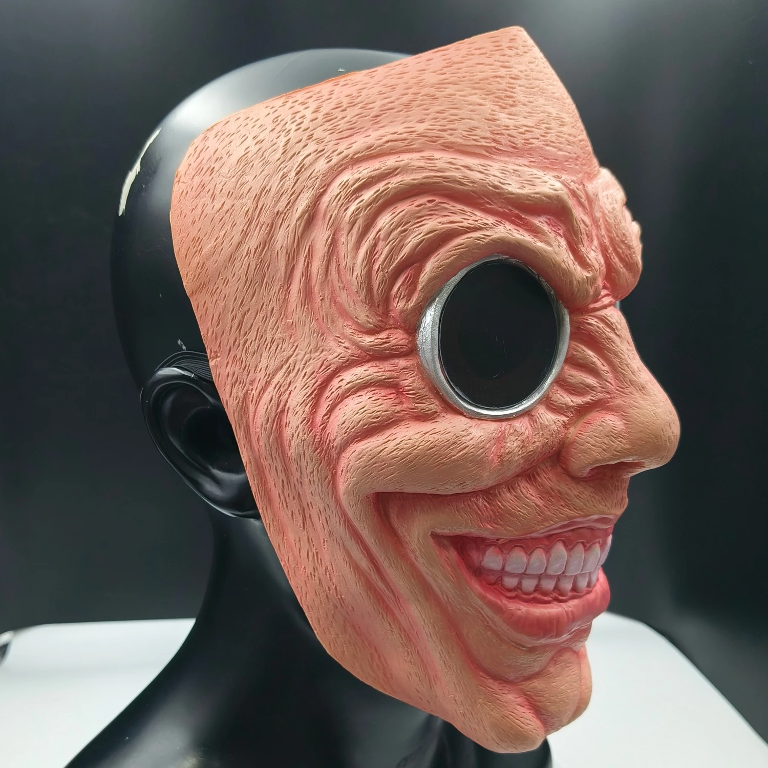 Großäugige Dämonen-Latexmaske mit Bösartigem Lächeln Gruseliges Monster Halloween Cosplay Party Spukhaus Kostüm-Requisite für Erwachsene – Detail 6