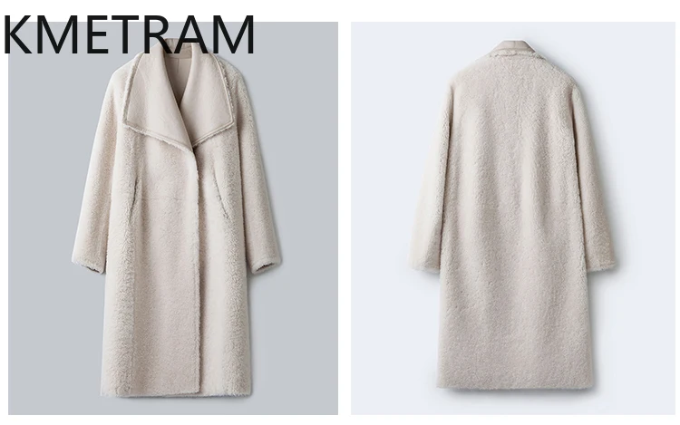 KMETRAM peau de mouton mérinos naturelle avec laine attaché manteau revers longue veste de fourrure véritable manteaux d'hiver femme vêtements шуба ж Dön mena