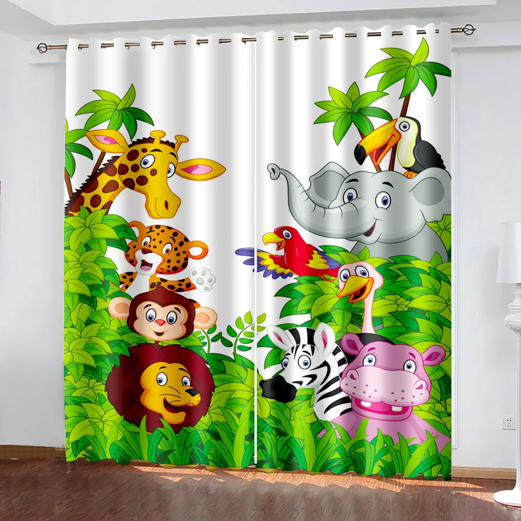 2panels cartoon curtaisn kids curtain 3d Curtains for Living Room Bedroom Kitchen Decor Sheer Curtains Window Drape