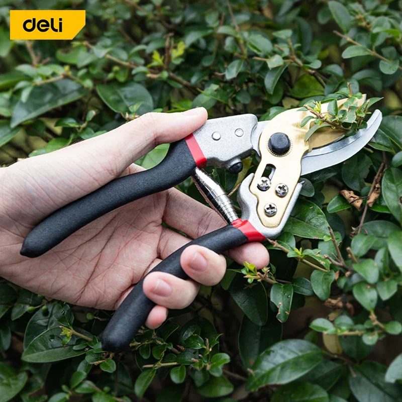 DELI Professional Pruner Garden Scissors Sharp Bypass Pruning Shears Tree Trimmers Secateurs Hand Clippers For Garden Gardening