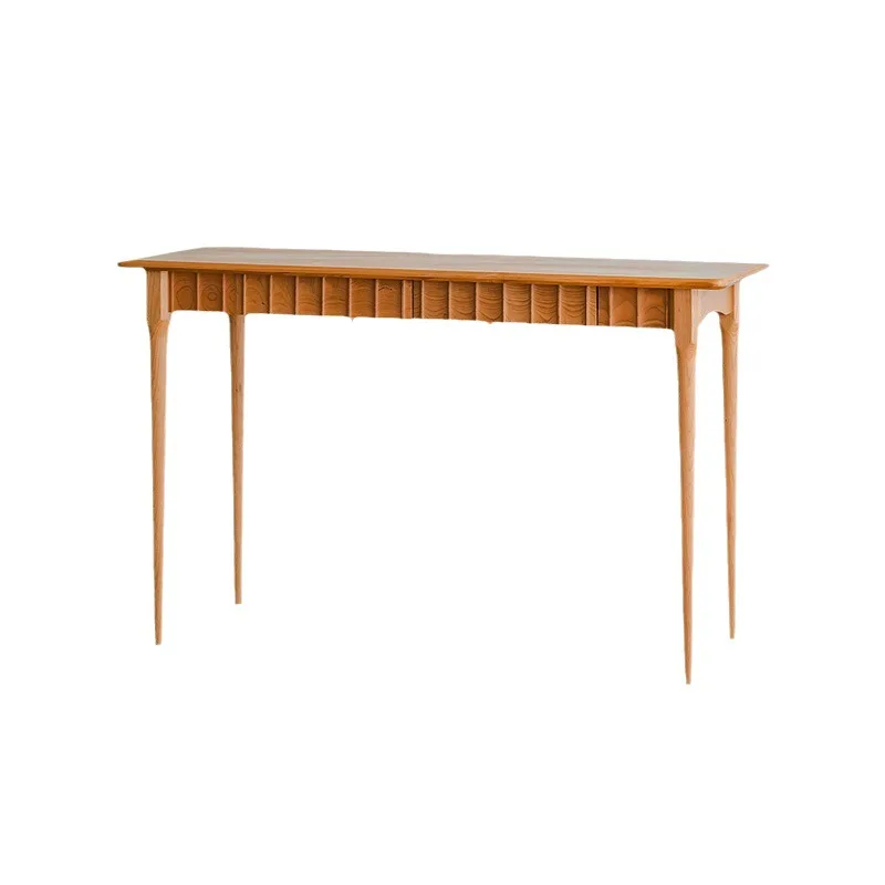 

Small desk and chair combination Solid long computer Modern cherry wood furniture with drawers Writing desk