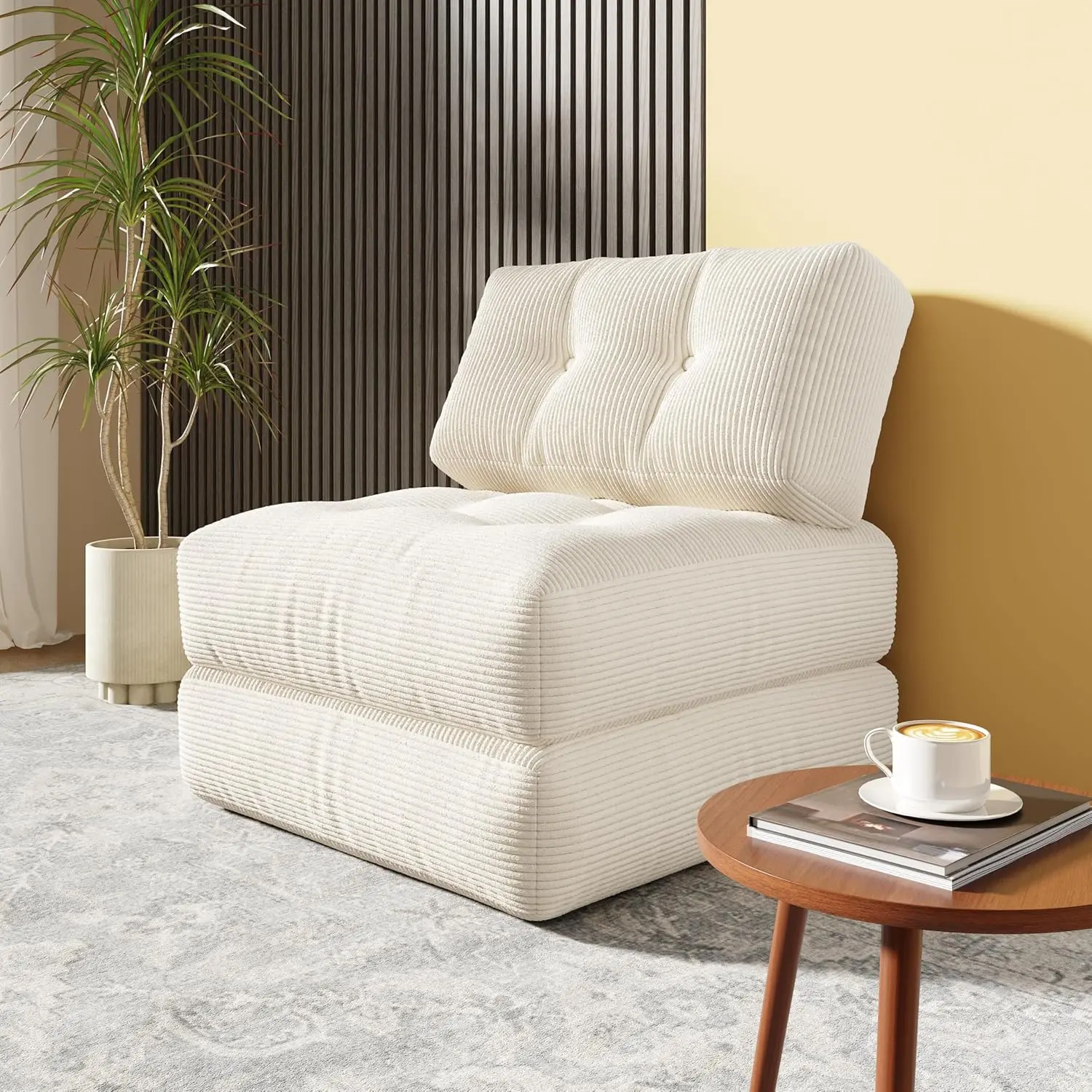 3-in-1-Klappsofa mit gepolsterter Rückenstütze, umwandelbare Matratzen-Bodenkissen, tragbares Futon-Couchbett und Schlafstuhl