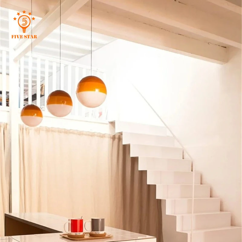 Minimalistische Scandinavische kleurverloop kleurrijke hanglamp glazen bol hanglamp eetkamer slaapkamer restaurant creatieve ophangarmatuur