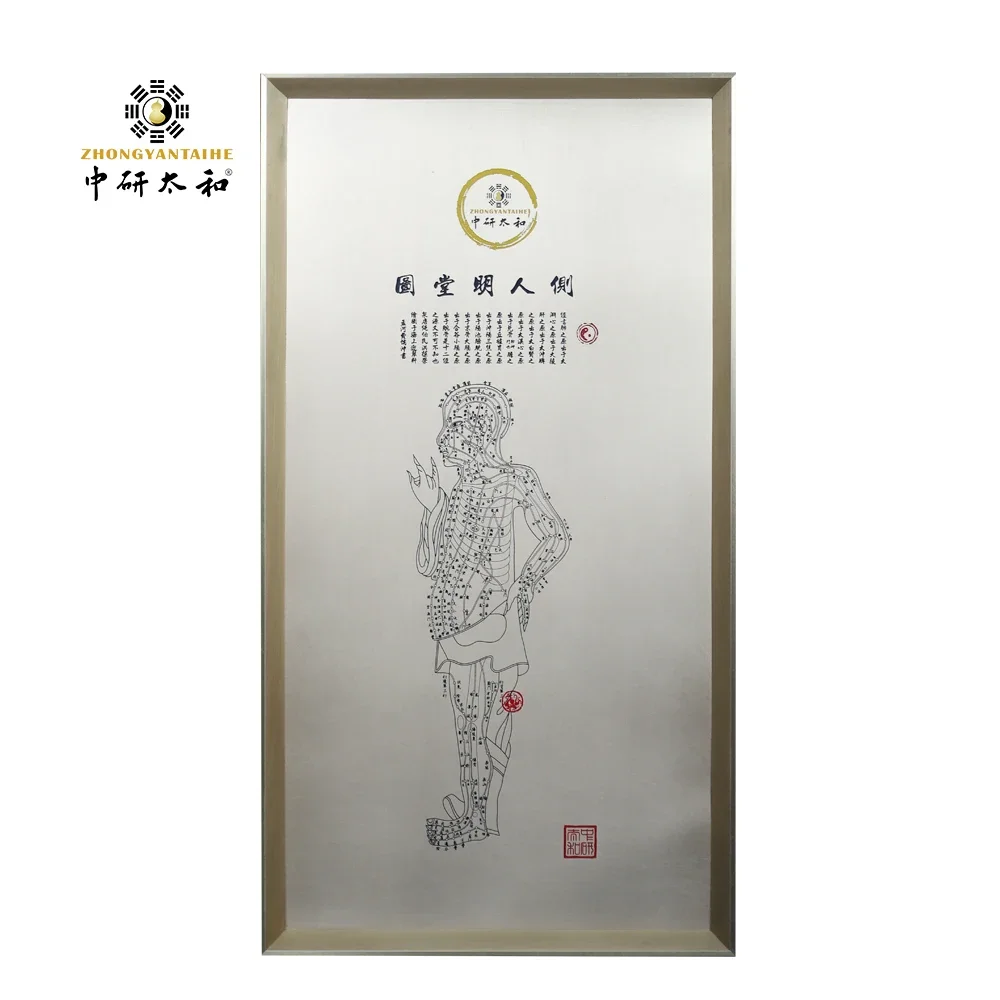 ZHONGYAN TAIHE High Grade Decorative Wall Chart Pure Copper Frame Handmade Human Acupoint Map Suitable For Office