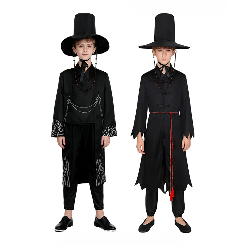 

New Anime Boys Role Play Party Saja Qin Yubeibi Cosplay Black Costume Boys Jinu Halloween Party Carnival Costume Outfit Suit