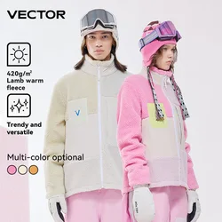 VECTOR Men and Women Lamb Fleece Open Top Color Contrast Splicing Warm Outdoor Double Board Skiing Autumn Winter Outdoor Sports