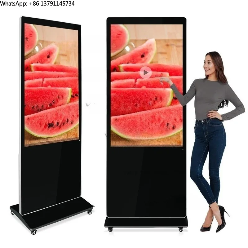 

Advertising Floor Displays 55inch Digital Information Playing Equipment 4k Interactive All In One Touch Digital Signage Stand