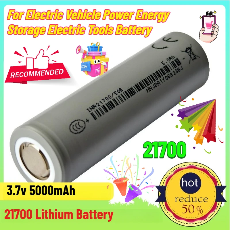 

21700 Lithium Battery 5C Power 5000mAh for Electric Vehicle Power Energy Storage Electric Tools Battery