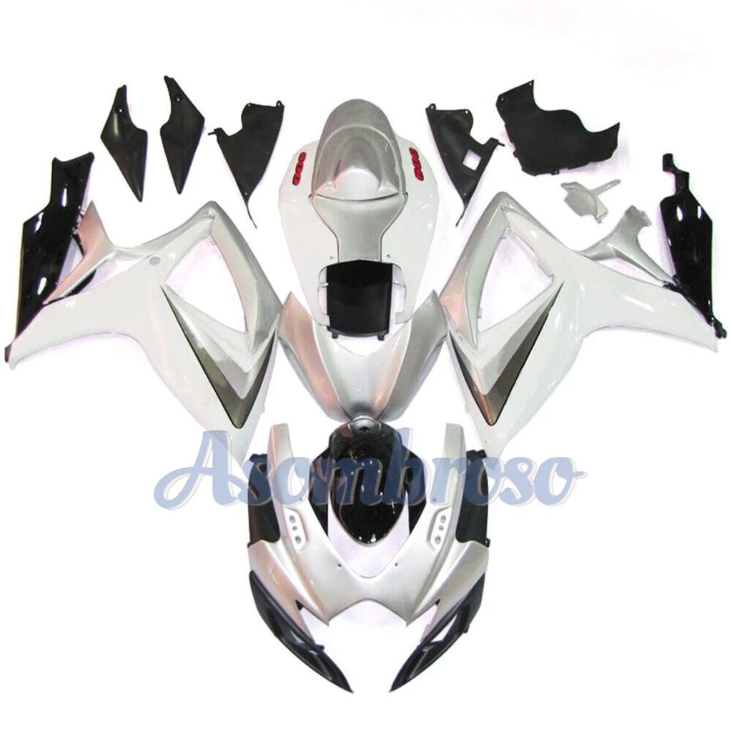 Fairing Kit Fit For Suzuki GSXR600 750 2006 2007 GSXR 600 06 07 K6 GSX-R600 Silvery with White Plastic Shell Bodywork Set