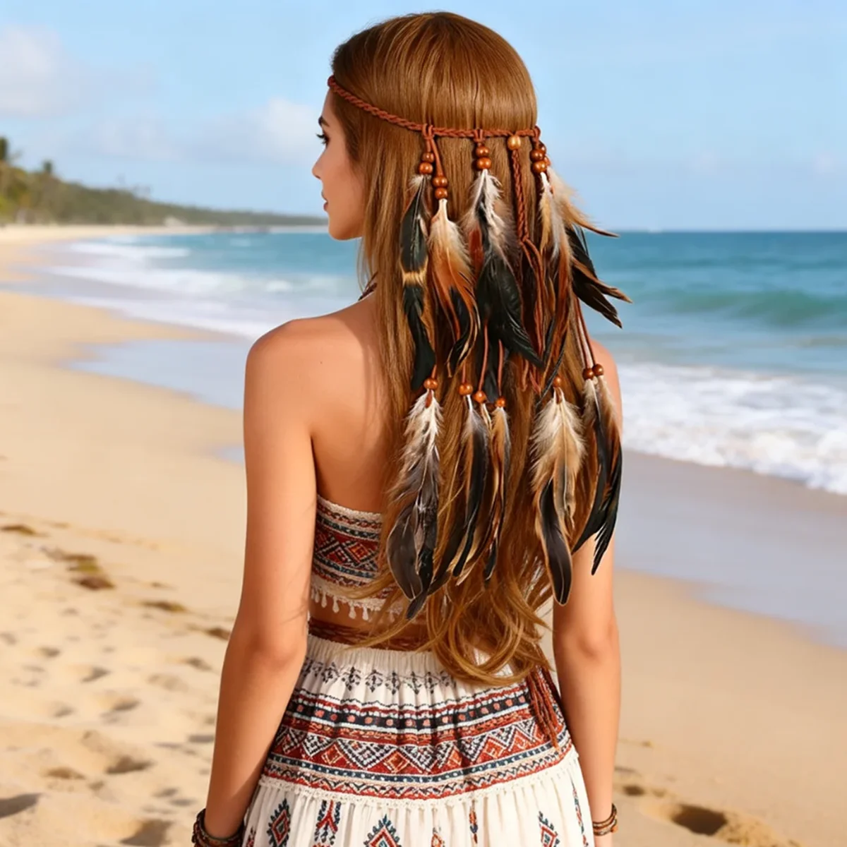 Bohemian Feather Headband with - Ethnic Fashion Accessories review and price