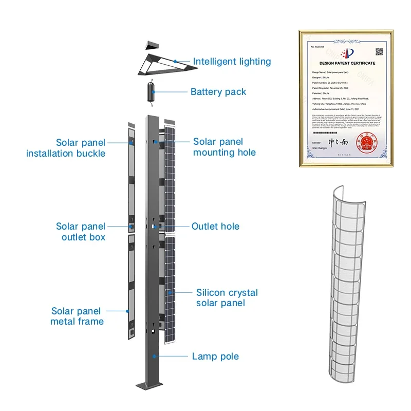 COLL Solar Street Light Triangular Modern Design 30W Monocrystalline Silicon Integrated Solar Panel for Outdoor Lighting