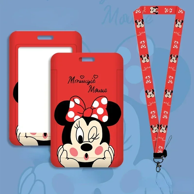 Mickey Mouse Card Holder Cartoon Gift Cute Disney ID Door Card Wearing Clip Anti-lost Lanyard Credit Card Clip Neck Strap