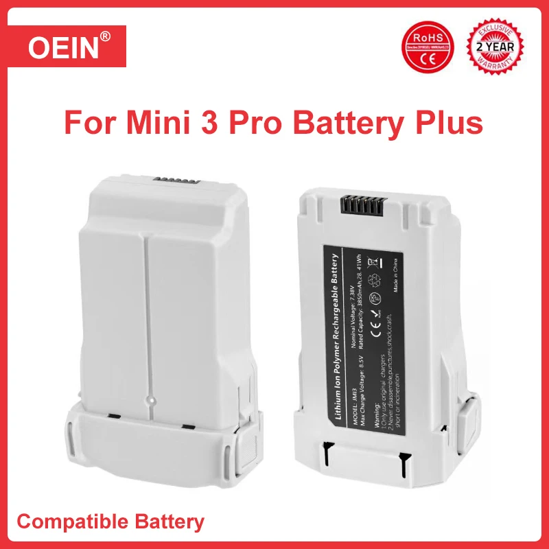 For Mini 3 Pro Battery Plus Capacity 3850mAh Compatible Mini 3/Mini 3 Pro RC Drone Intelligent Flight Accessories Time 47 min