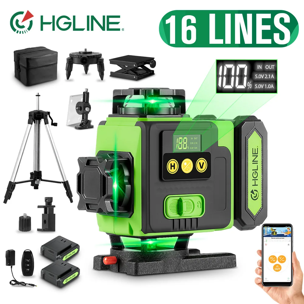 פלס לייזר HGLINE עם 16 קווים ושליטה באפליקציה