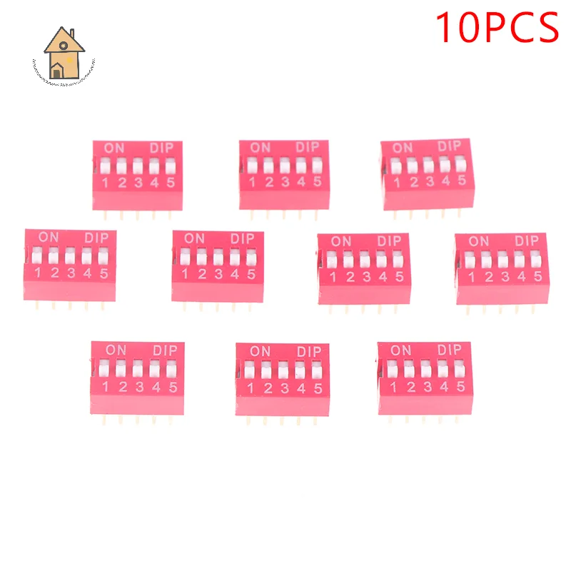 

IGMOPNRQ 10pcs Precision Slide Switch Module 2.54mm DIP 1 2 3 4 5 6 8PIN Red Toggle Snap Switch