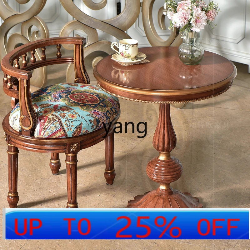 

LH solid wood small corner table retro painted round table living room sofa casual negotiation small tea table