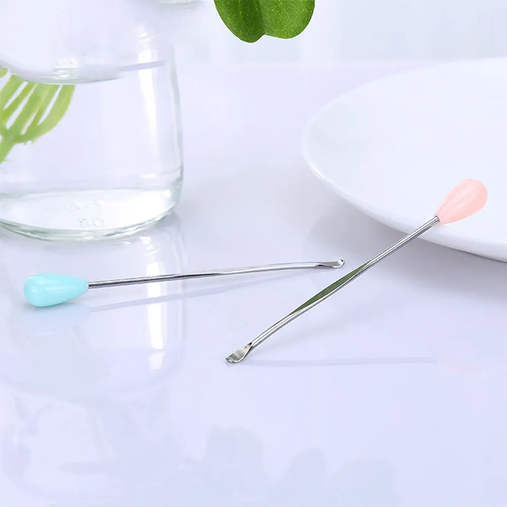 Portable Stainless Steel Earpicks Ear Cleaner Curette Random Color Strong Anti-Rust Ear Wax Remover Travel Use