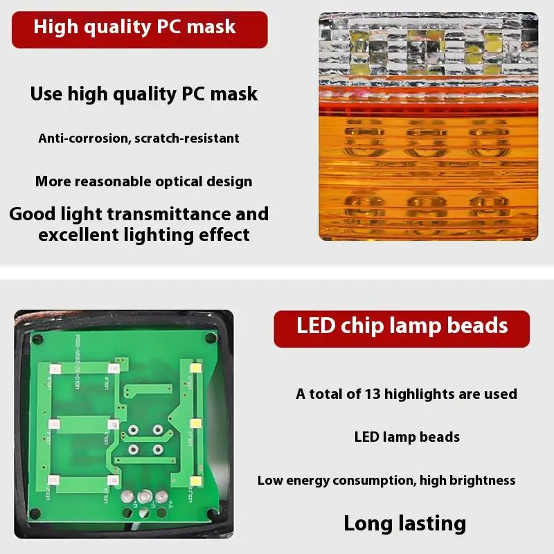 【CR】1/2Pcs Forklift Tractor Turn Signal Light Double-sided 12V 24V LED Light Waterproof Motorcycle Direction Indicator Lamp