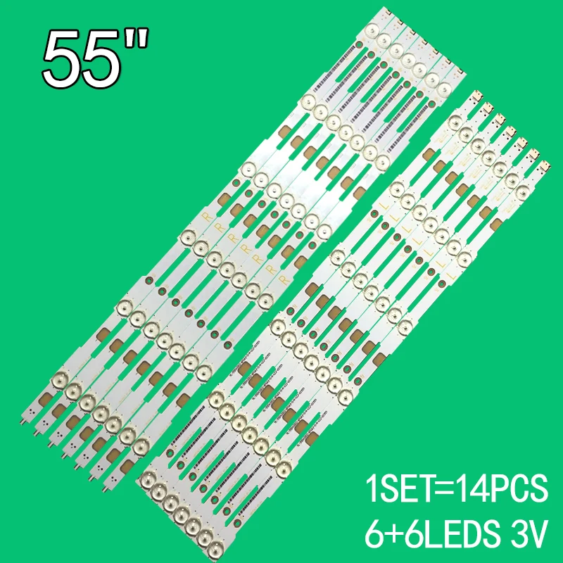 14PCS suitable for Philips 55-inch TV 55PUH6400/88 55PUK6400/12 TPT550J1-QVN03. U 55PUX6400 LB55043 LB55037 LB55052 E556 R+L LED