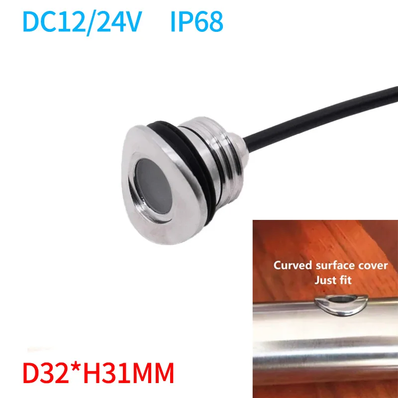 Outdoor LED path light circular staircase handrail  garden IP68 waterproof dimming pipe curved surface embedded mini spotlight