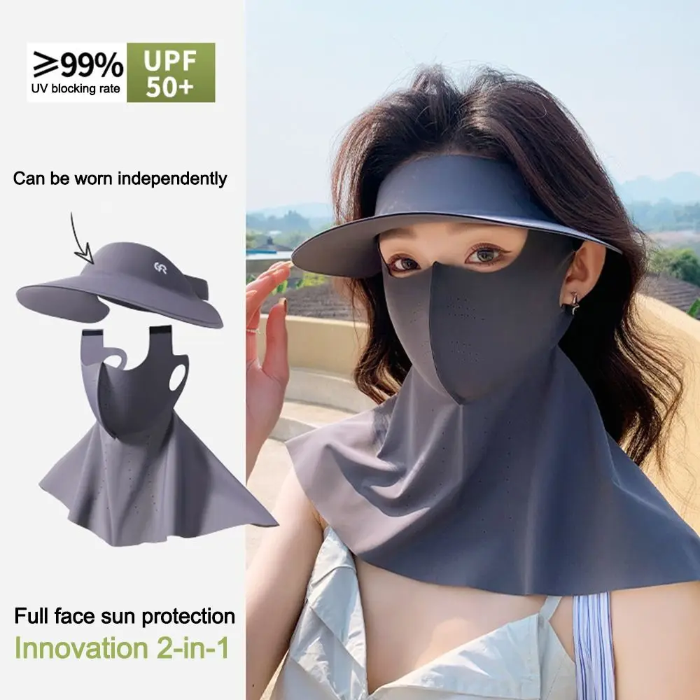 

Fashion Ice Silk Sun Protection Mask Full Face Removable Anti-UV Neck Scarf 3D Breathable Dustproof Sunshade Face Mask Cycling